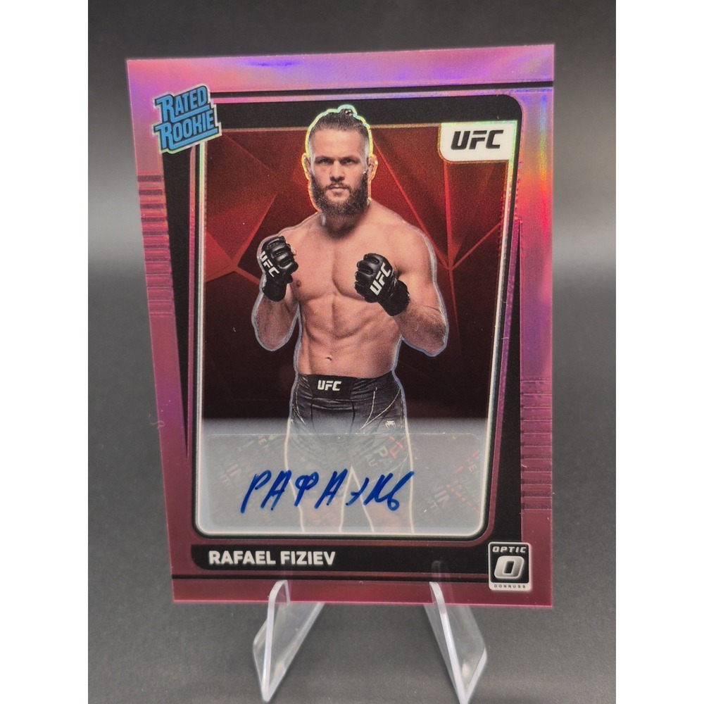 2022 Donruss Optic UFC Rafael Fiziev #116 Rated Rookie Auto Pink Prizm (RC) (AU)